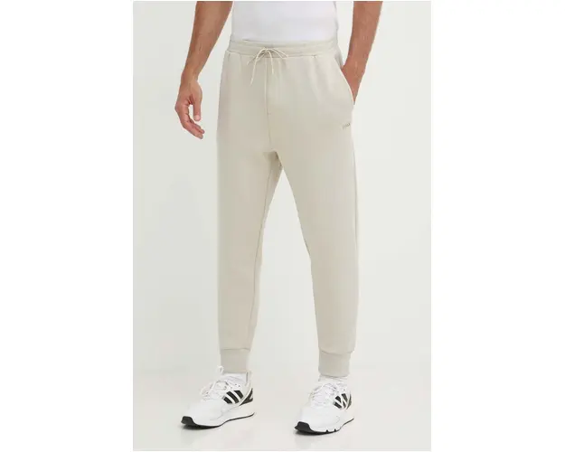 Boss Green pantaloni de trening culoarea bej, neted