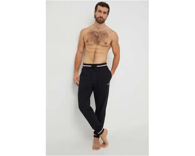 BOSS pantaloni lounge din bumbac culoarea negru, uni 50510852