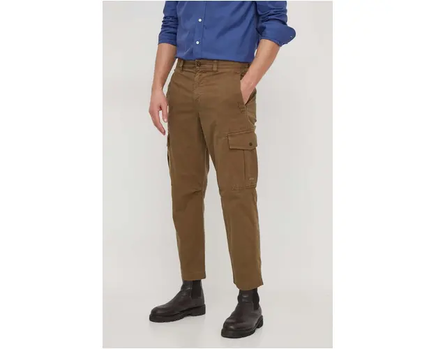 BOSS Orange pantaloni barbati, culoarea verde, cu fason cargo 50508245