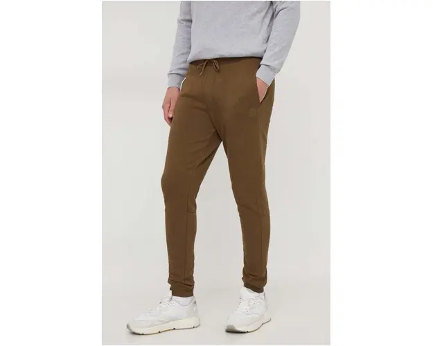 BOSS Orange pantaloni de trening din bumbac culoarea verde, melanj 50509303