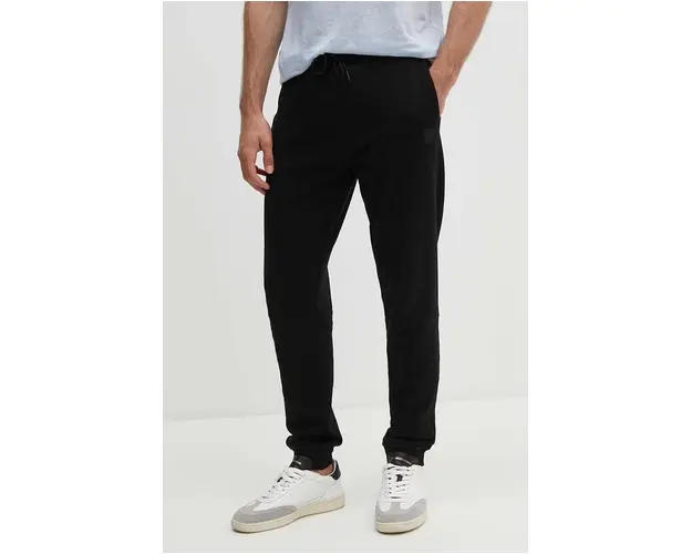 BOSS Orange pantaloni de trening din bumbac culoarea negru, melanj 50509303