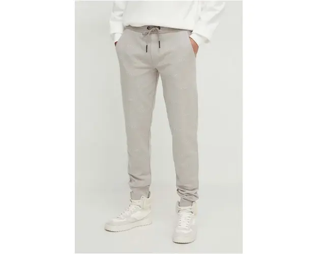 Iceberg pantaloni de trening din bumbac culoarea bej, cu imprimeu