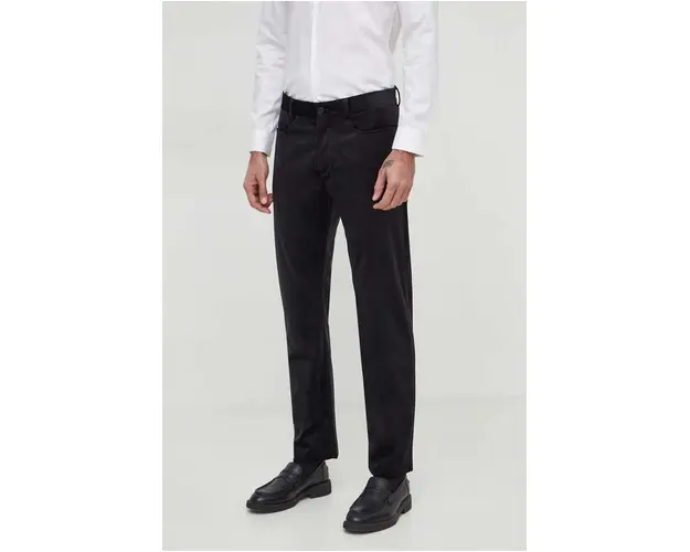 Sisley pantaloni barbati, culoarea negru, drept