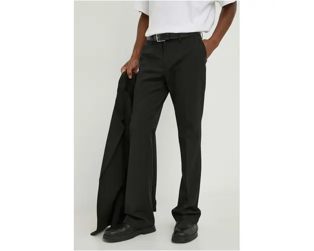 Tiger Of Sweden pantaloni din lana culoarea negru, drept
