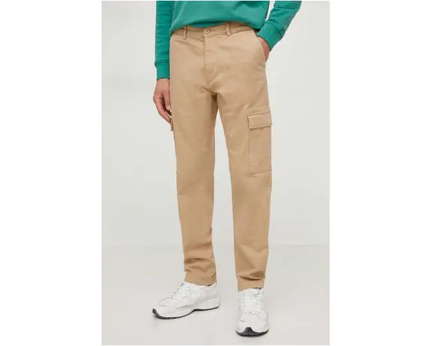 Pepe Jeans pantaloni barbati, culoarea bej, cu fason cargo