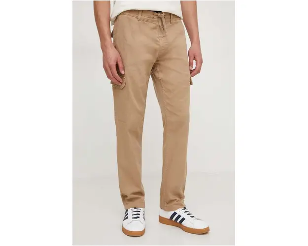 Pepe Jeans pantaloni barbati, culoarea bej, mulata