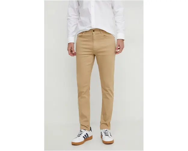 Pepe Jeans pantaloni barbati, culoarea bej, mulata