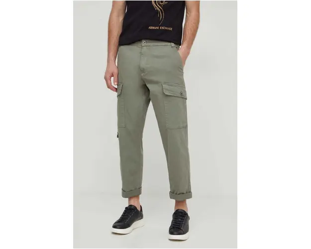 Pepe Jeans pantaloni barbati, culoarea verde, cu fason cargo