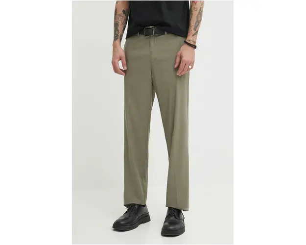 Samsoe Samsoe pantaloni SAJOHNNY barbati, culoarea verde, drept, M24100062
