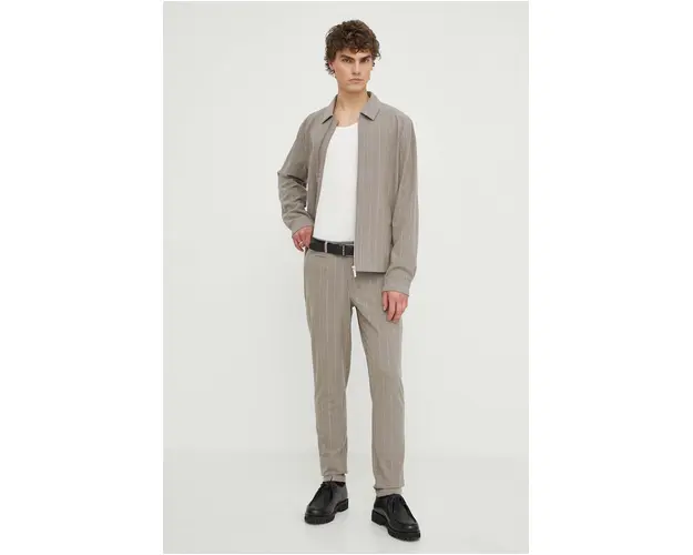 Les Deux pantaloni barbati, culoarea bej, mulata, LDM510123