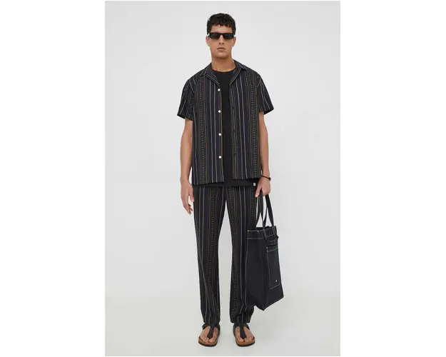 Les Deux pantaloni de bumbac culoarea negru, drept
