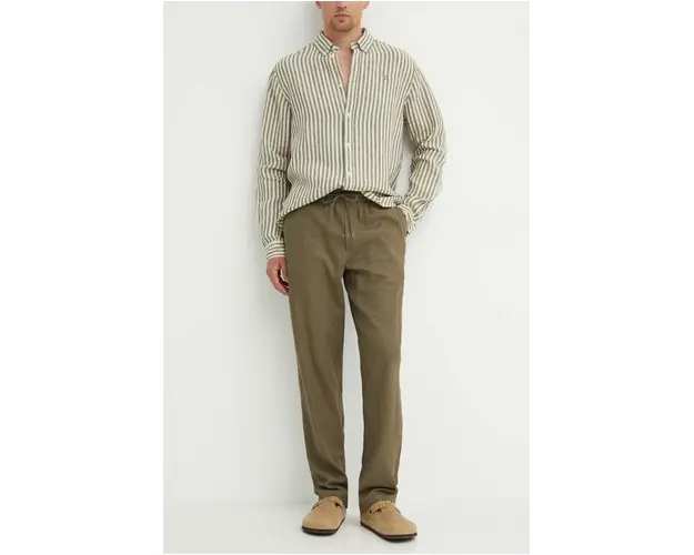 Les Deux pantaloni din in culoarea verde, drept
