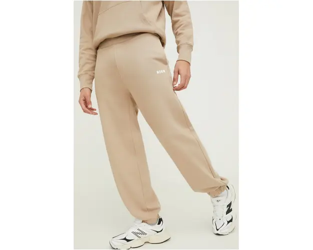 MSGM pantaloni de trening din bumbac culoarea bej, uni 3640MP500.247000