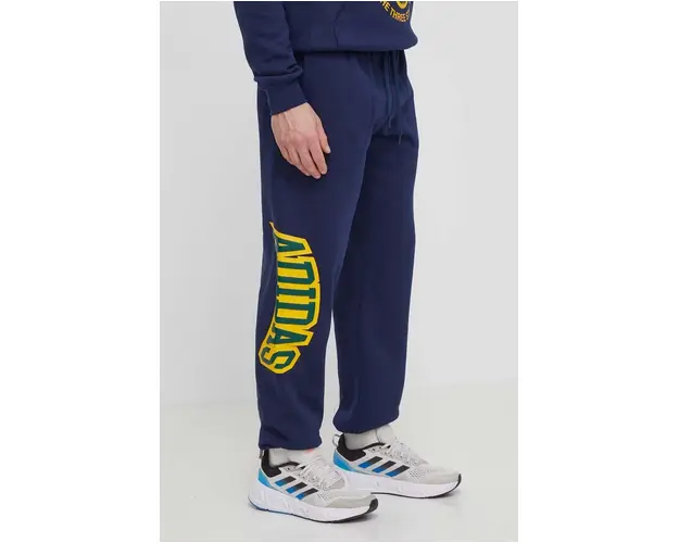 adidas Originals pantaloni de trening culoarea bleumarin, cu imprimeu IS0196