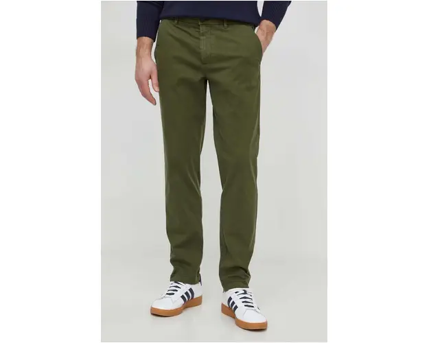 United Colors of Benetton pantaloni barbati, culoarea verde, drept