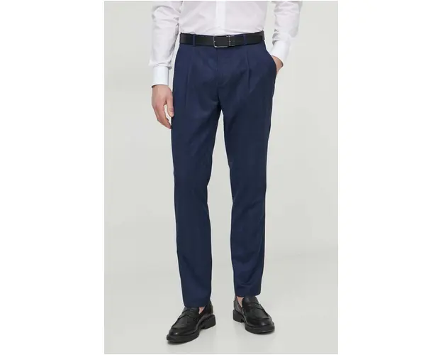 Sisley pantaloni barbati, culoarea albastru marin, drept