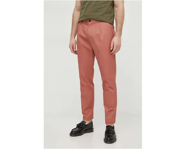 Sisley pantaloni de bumbac culoarea roz, drept
