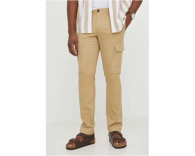 Michael Kors pantaloni barbati, culoarea bej, drept