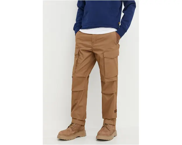 G-Star Raw pantaloni de bumbac culoarea bej, drept