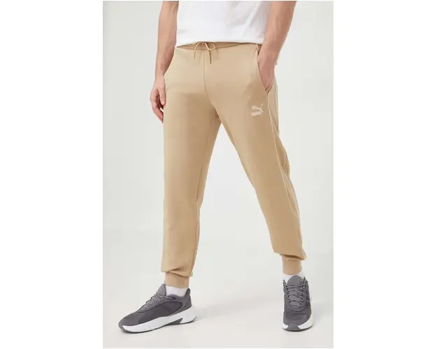 Puma pantaloni de trening T7 culoarea bej, uni 624329