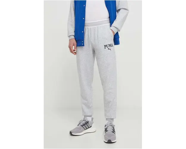 Puma pantaloni de trening SQUAD culoarea gri, cu imprimeu 678972