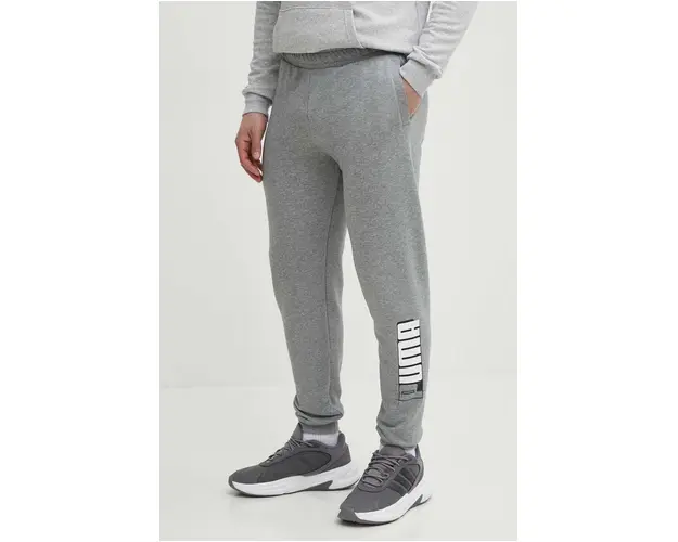 Puma pantaloni de trening culoarea gri, cu imprimeu, 678980