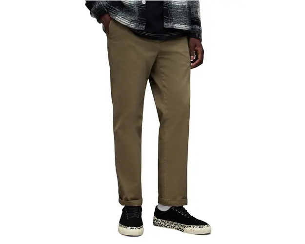 AllSaints pantaloni de bumbac VERNE culoarea verde, drept