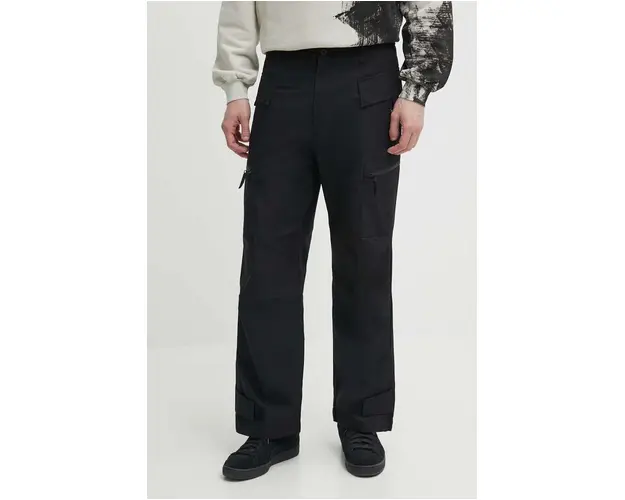 A-COLD-WALL* pantaloni de bumbac Static Zip Pant culoarea negru, cu fason cargo, ACWMB278C