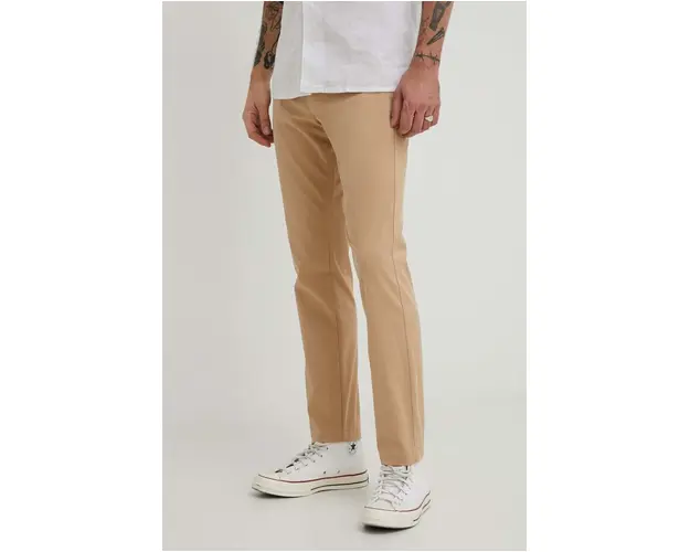 Tommy Jeans pantaloni barbati, culoarea bej, mulata DM0DM19166