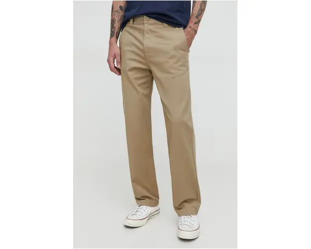 Hollister Co. pantaloni barbati, culoarea bej, drept