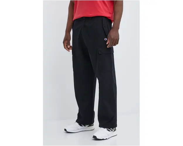 Champion pantaloni de bumbac culoarea negru, cu fason cargo, 220015