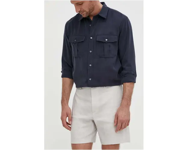 Theory pantaloni scurti din in culoarea gri