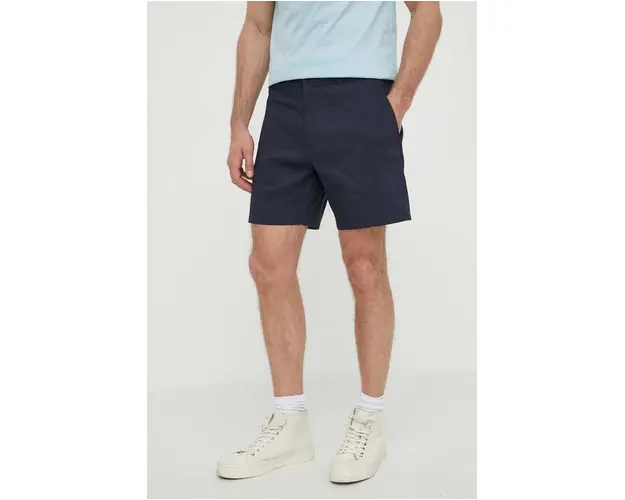 Theory pantaloni scurti din in culoarea albastru marin