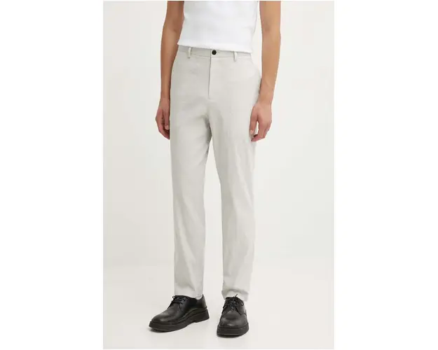 Theory pantaloni din in culoarea gri, drept