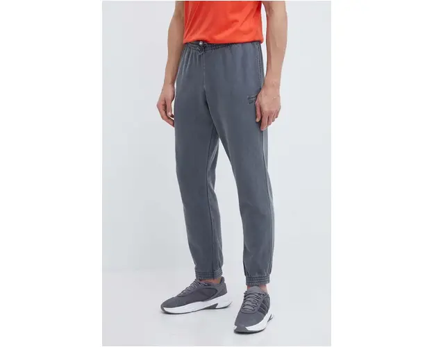 Reebok pantaloni de trening culoarea gri, neted, 100200154