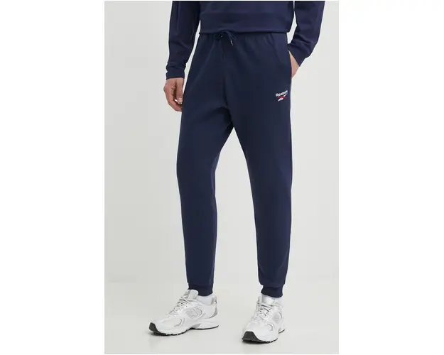 Reebok pantaloni de trening Identity culoarea albastru marin, neted, 100202851