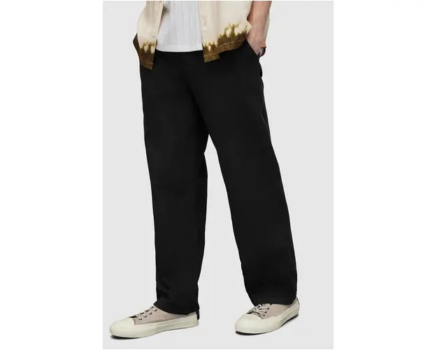 AllSaints pantaloni din amestec de in HANBURY TROUSERS culoarea negru, drept, MF080Y