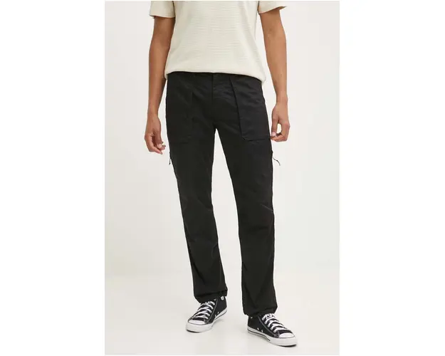 Hollister Co. pantaloni barbati, culoarea negru, drept