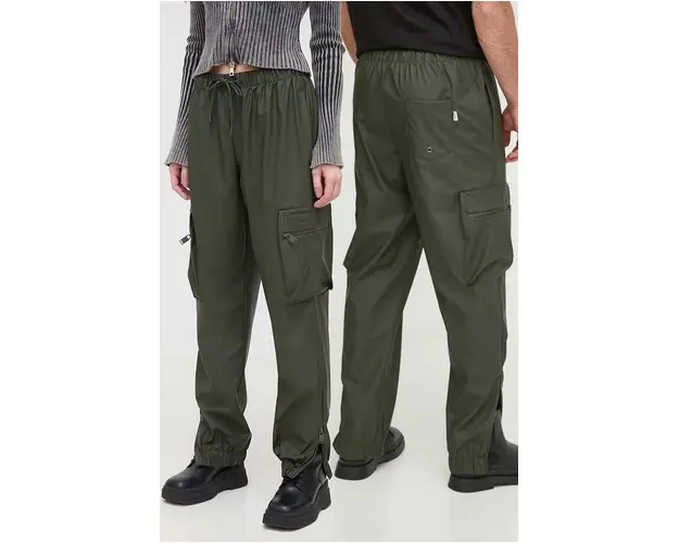 Rains pantaloni de trening 18850 Pants culoarea verde, neted