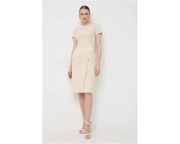 BOSS rochie culoarea bej, mini, mulata 50508809