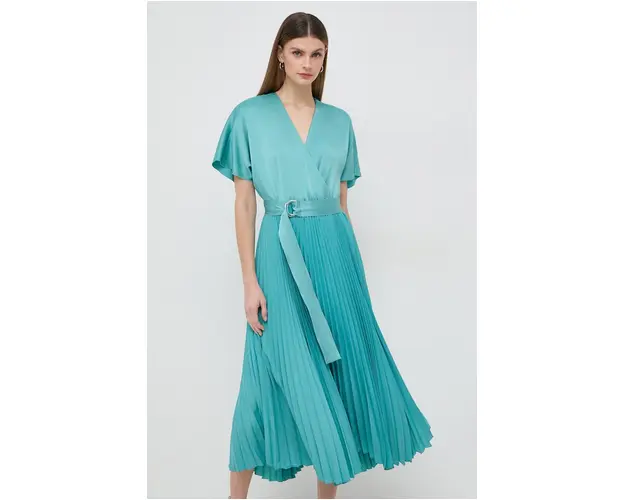 BOSS rochie culoarea turcoaz, midi, evazati 50509057