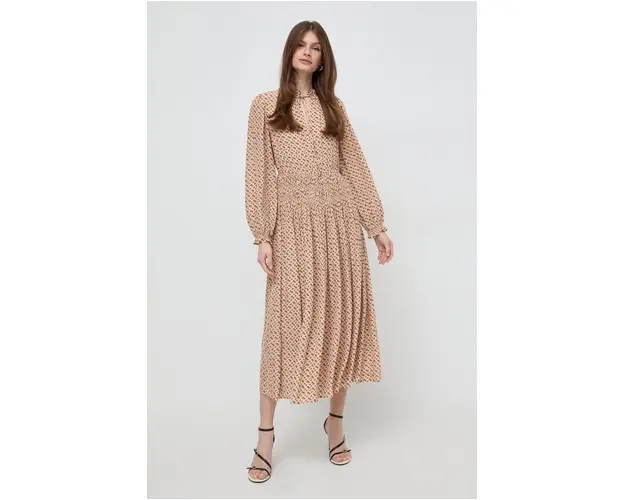 BOSS rochie culoarea bej, midi, evazati 50512139