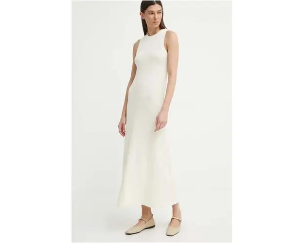 Drykorn rochie din bumbac ELSANNE culoarea bej, maxi, mulata, 523030 60567