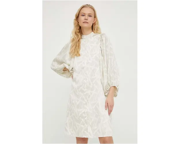 Bruuns Bazaar rochie culoarea bej, mini, drept