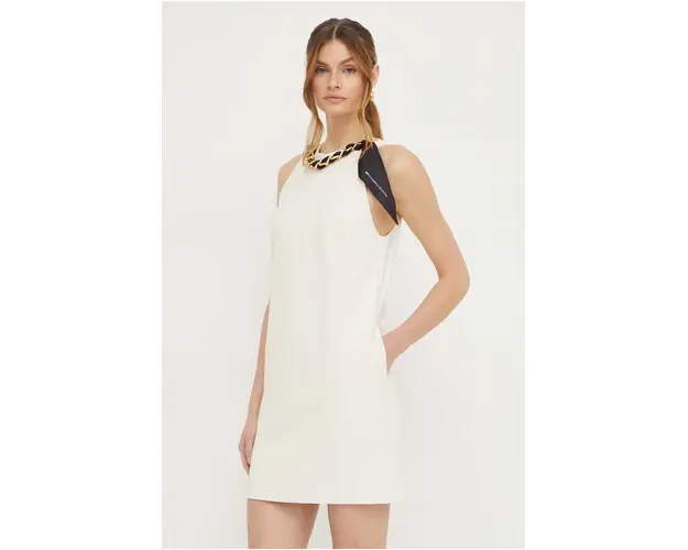 Elisabetta Franchi rochie culoarea bej, mini, drept