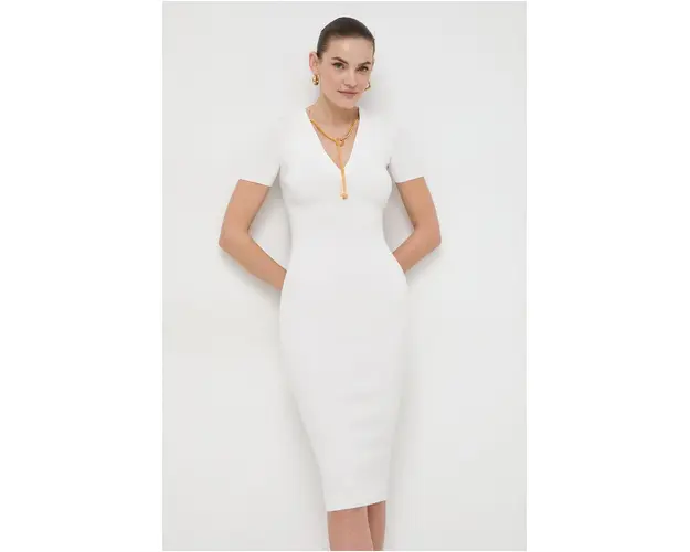 Elisabetta Franchi rochie culoarea bej, mini, mulata