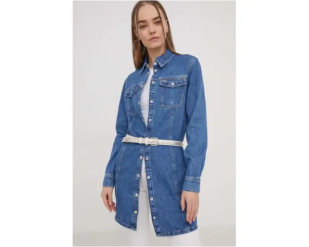 Tommy Jeans rochie din denim mini, drept DW0DW17542