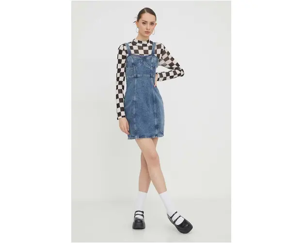 Tommy Jeans rochie din denim mini, mulata DW0DW17054