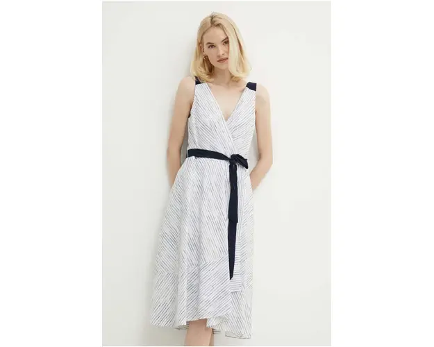 Dkny rochie culoarea alb, midi, evazati, DD4B032B