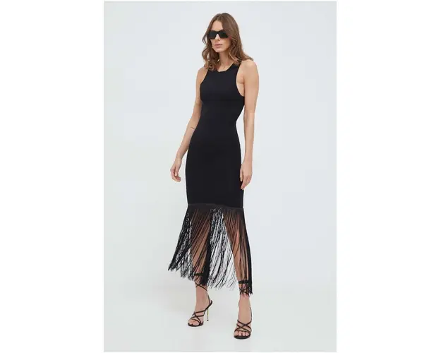 Bardot rochie culoarea negru, mini, mulata